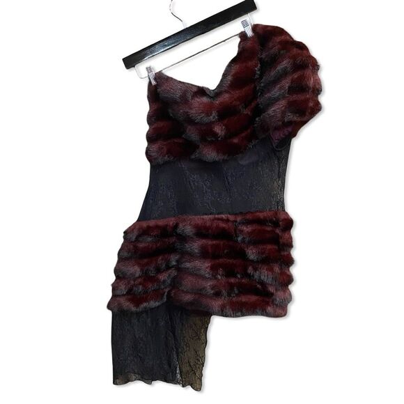 Kim Shui Aubergine Faux Fur Dress Deep Burgundy One-Shoulder mini Revolve M - Picture 5 of 13